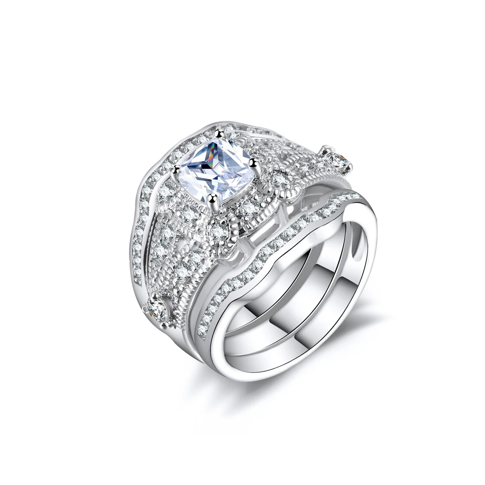 Luxury Wedding Ring Set Band Jewelry Sparkling Jewelry Accessory zircon ring, White gold plated
Luxury Wedding Ring Set Band Jewelry Sparkling Jewelry Accessory zircon ring, White gold plated