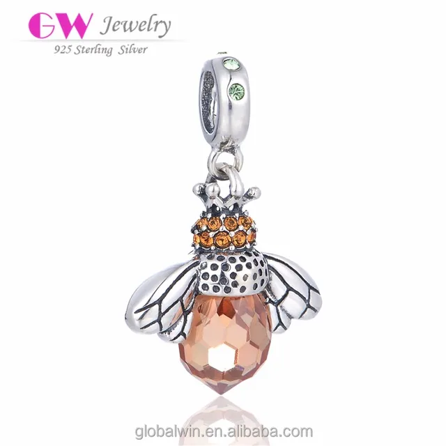 faceted tangerine stone with s925 good to bee queen charm