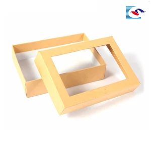 yellow square shape rigid gift box with clear visible pvc window