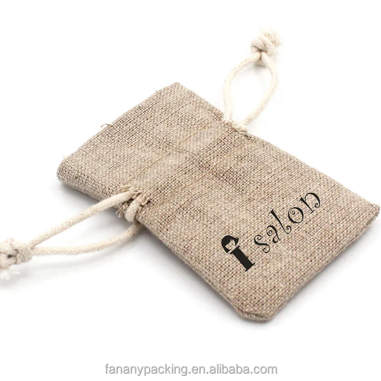 linen jewelry pouch/linen drawstring bag/jute bag