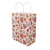 Plain brown leaves pattern paper bag with Twisted string handle for gift packaging,custom paper bag
