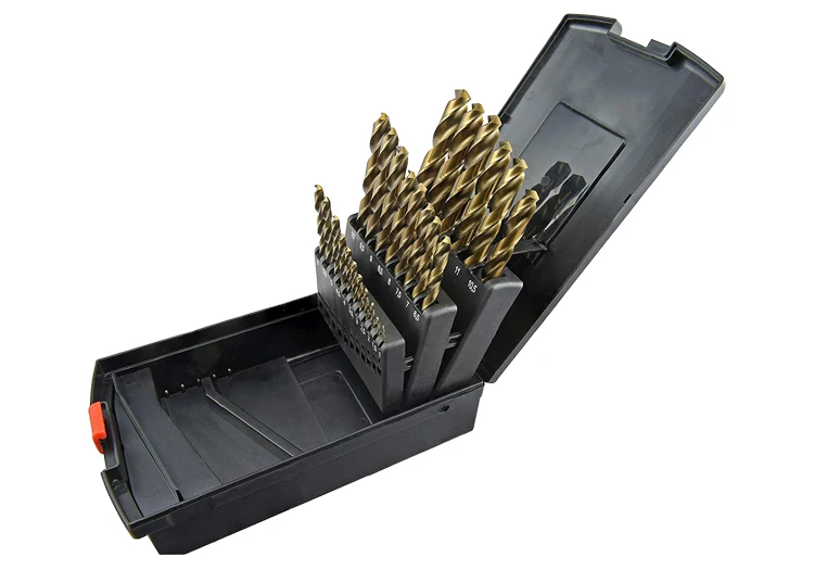 25Pcs Metric DIN338 Fully Ground M35 HSS Cobalt Drill Bit Set for Metal Stainless Steel Cast Iron Drilling in Rose Plastic Box