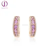 925 sterling silver pink color gemstone hoops jewelry earrings