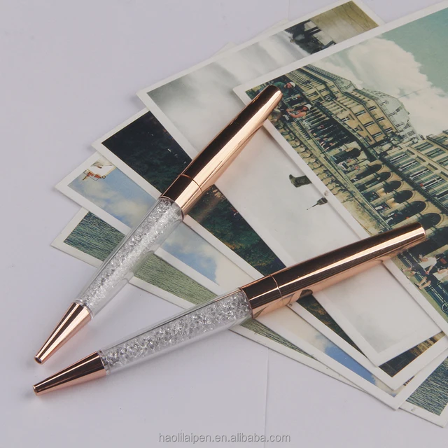 wedding gift rose gold bling white diamond crystal metal pen