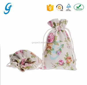 gift eco linen cosmetic drawstring grocery cotton linen bag