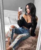 

Boyfriend Hole Ripped Jeans Women Pants Cool Denim Vintage Straight Jeans For Girl High Waist Casual Pants Female Slim Jeans
