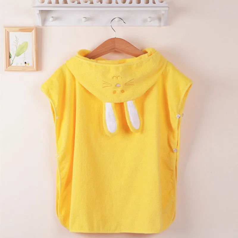 Cotton Bathrobe Hooded Pullover Beach Towel Robe 1-2