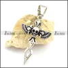 skull and angle wing cross shaped stainless steel pendant
