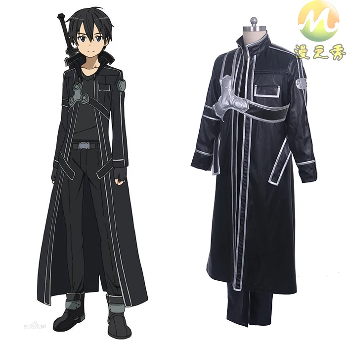 Sword Art Online SAO Kirigaya Kazuto Kirito Black Cos Cloth Cosplay Costume