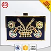 Hot selling jewelry decorate clutch bag hard case frame handbag