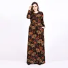 Wholesale floral long sleeve o neck women boho long maxi dresses plus size