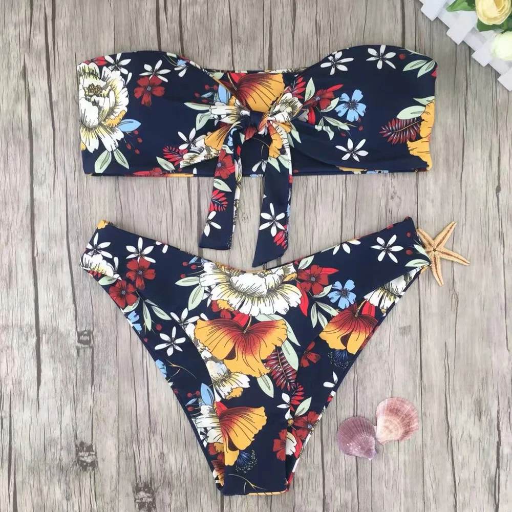 Floral Print Tube Low Waist Bikini Bandage Sexy Off Shoulder Swimwear Women Swimsuit Bikini Set
Floral Print Tube Low Waist Bikini Bandage Sexy Off Shoulder Swimwear Women Swimsuit Bikini Set