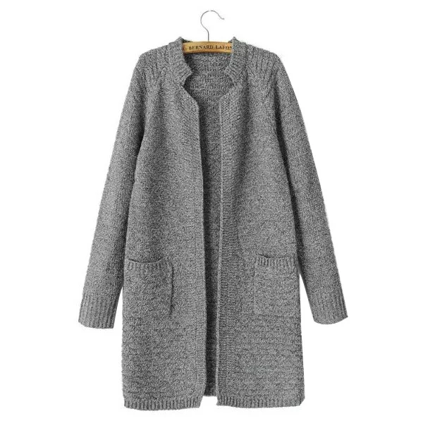 2015 Autumn Winter Fashion Cardigan Women Stand Collar Female Cardigan Open Stitch Casual Knitted Long Cardigan Sweater Coat