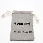Eco friendly custom logo printed drawstring small grey cotton bag for jewellery