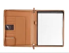 classic design full grain leather A4 size file folder office zipper writing padfolio