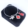 Wholesale metal expandable bangles greek letter sorority fraternity red enamel pendant elephant charms bracelet