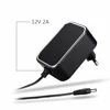 Power Adapter 12V 2A Output AC/DC - 5.5mm x 2.1mm&2.5mm plug 100-240V/50-60Hz input, Cable Length 1M, Power Supply