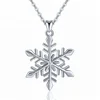 925 Sterling Silver Snow Winter Snowflake Pendant Necklace for Valentines Gift