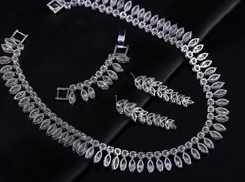 2015 Zircon Jewelry Natural White Zircon Wedding Jewellery Set Cubic
