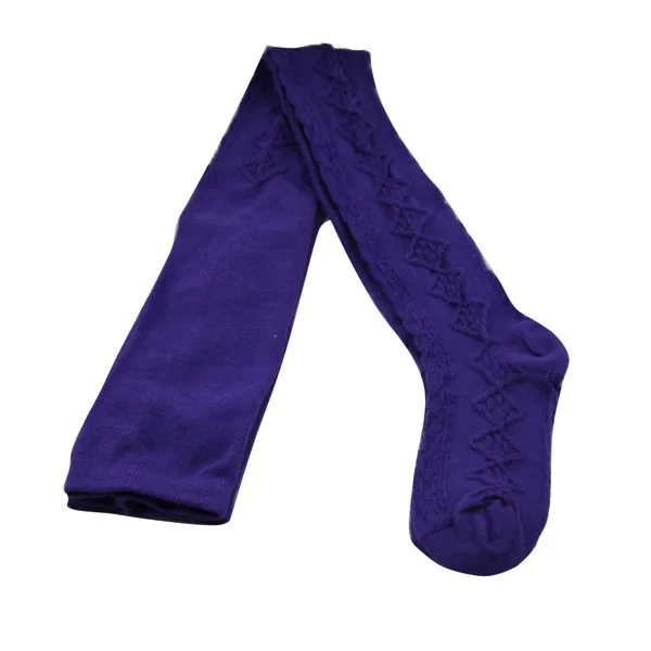GST-10 Custom high quality jacquard solid color children girl 100% cotton tights socks