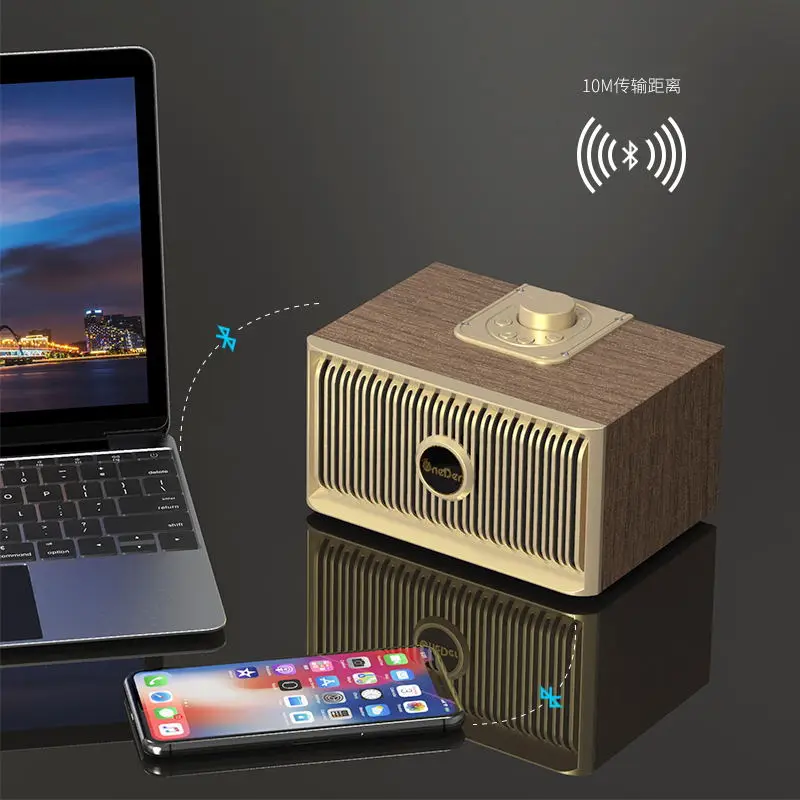 OneDer V5 bamboo speaker bluetooth bluetooth speaker wooden box vintage bluetooth speaker - ANKUX.COM