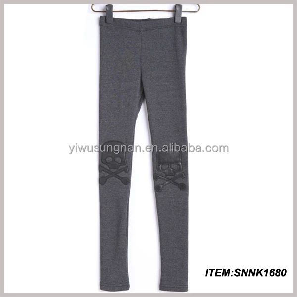 100% cotton women leggings with skeleton design