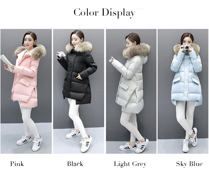 W.Jacinthe White Duck Down Jacket Zipper Hooded Cloak Styple Winter Jacket Korea Causal Women Clothes Black Pink Grey Sky Blue (6)