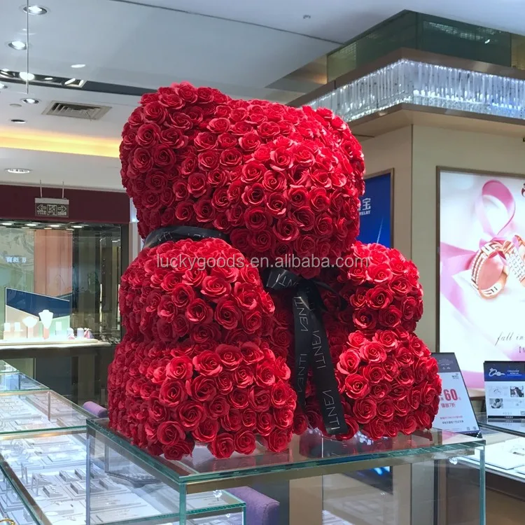 lysh001 bulk good quality lovely gift bear red rose soap fl