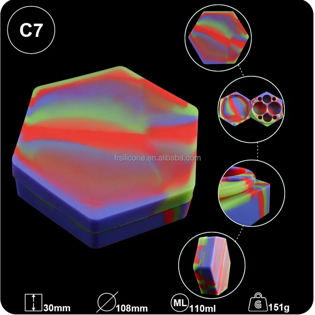 fda silicone multi-purpose compartmented large hexagon jar 10