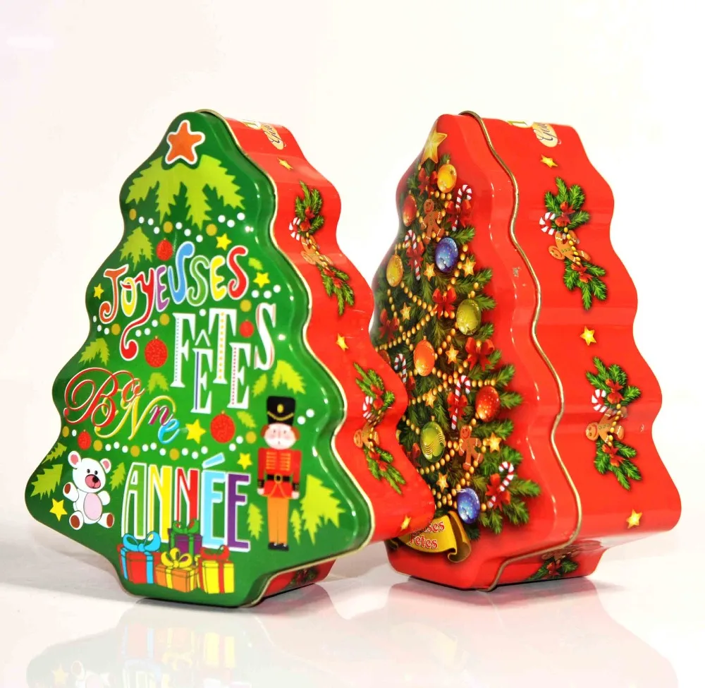 christmas gift tree shaped decor tin ornaments food grade box as