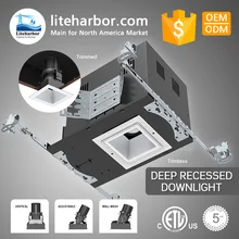 Hot-sale high performance 3.5" 12W 15W 20W Easy install wall wash square LED Trimless Plaster-in Downlight Best for Project
