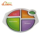 Wholesale adult kids plastic divided plate, healthy habits portion plate