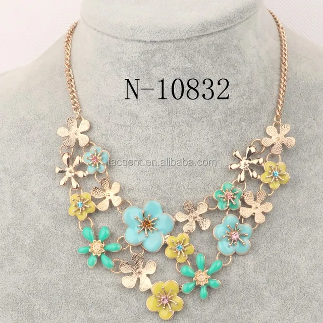 fashion colorful flower epoxy jewelry necklace , epoxy fine