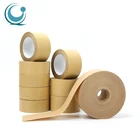 Custom logo printed self adhesive fiber reinforced crepe kraft gum paper packing tape