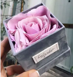 small luxury square suede flower box velvet flower gift box