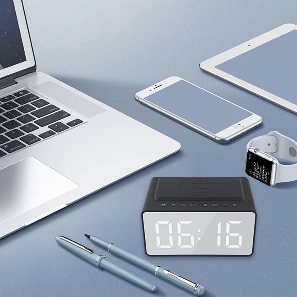 New product smart led speaker alarm clock wireless plastic bluetooth speaker with 2000mah power bank - ANKUX.COM