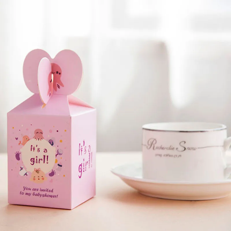 blue pink paper gift box baby shower favors sweet