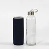 16oz 500ml Fruit Water Bottle Sport Glass Bottle For Water Drink And Milk Tea Beverage With Stainless Steel Lid