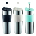 Eco Wholesale Portable Stainless Steel Double Wall Insulated Travel French Press Coffee Mug