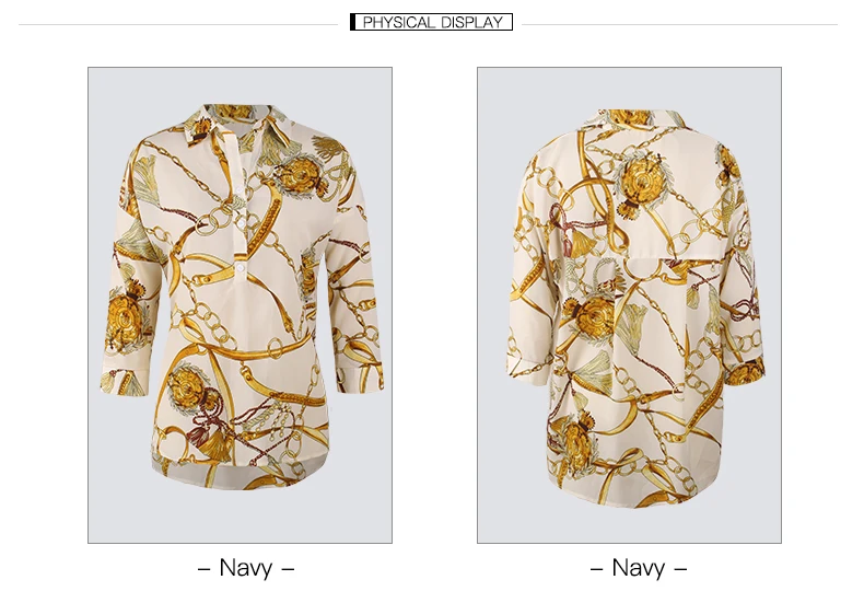 Custom pattern printing ladies long sleeve women latest chiffon tops and blouses  