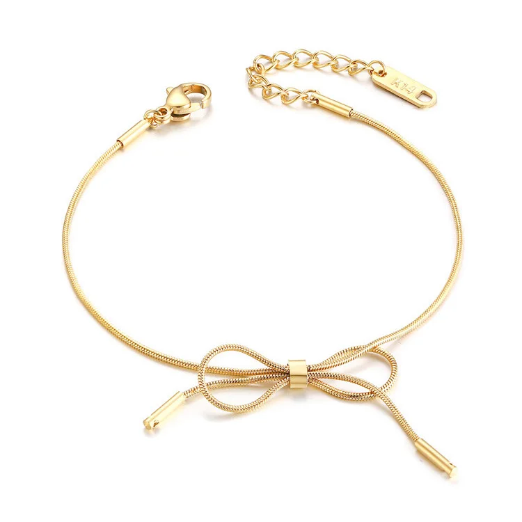 Stainless Steel Snake Chain Gold Plated Bow Bracelets Bangles Women, Gold or rose gold
Stainless Steel Snake Chain Gold Plated Bow Bracelets Bangles Women, Gold or rose gold