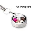 2018 New Arrival Thick Memory Lockets Pearl Necklace Glass Pearl Locket Stainless Steel Locket