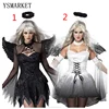 White Black Angel Gothic Sexy Halloween Dress Sexy Witch Vampire Costume Women Masquerade Party Halloween Cosplay Costume