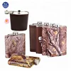 Factory direct sales fashionable wholesale 6oz customized metal mini wine leather stainless steel hip flask
