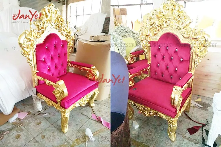 Hot Luxury gold king lion chair for hotel