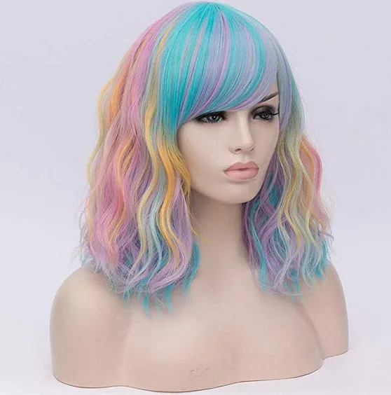 Synthetic Ombre Rainbow Colored Wigs Cosplay Party Women's Hair Wigs with Bangs Heat Resistant Fiber
Synthetic Ombre Rainbow Colored Wigs Cosplay Party Women's Hair Wigs with Bangs Heat Resistant Fiber
