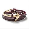 2019 Unique anchor bracelets handmade leather bracelet stainless steel bangles jewelry