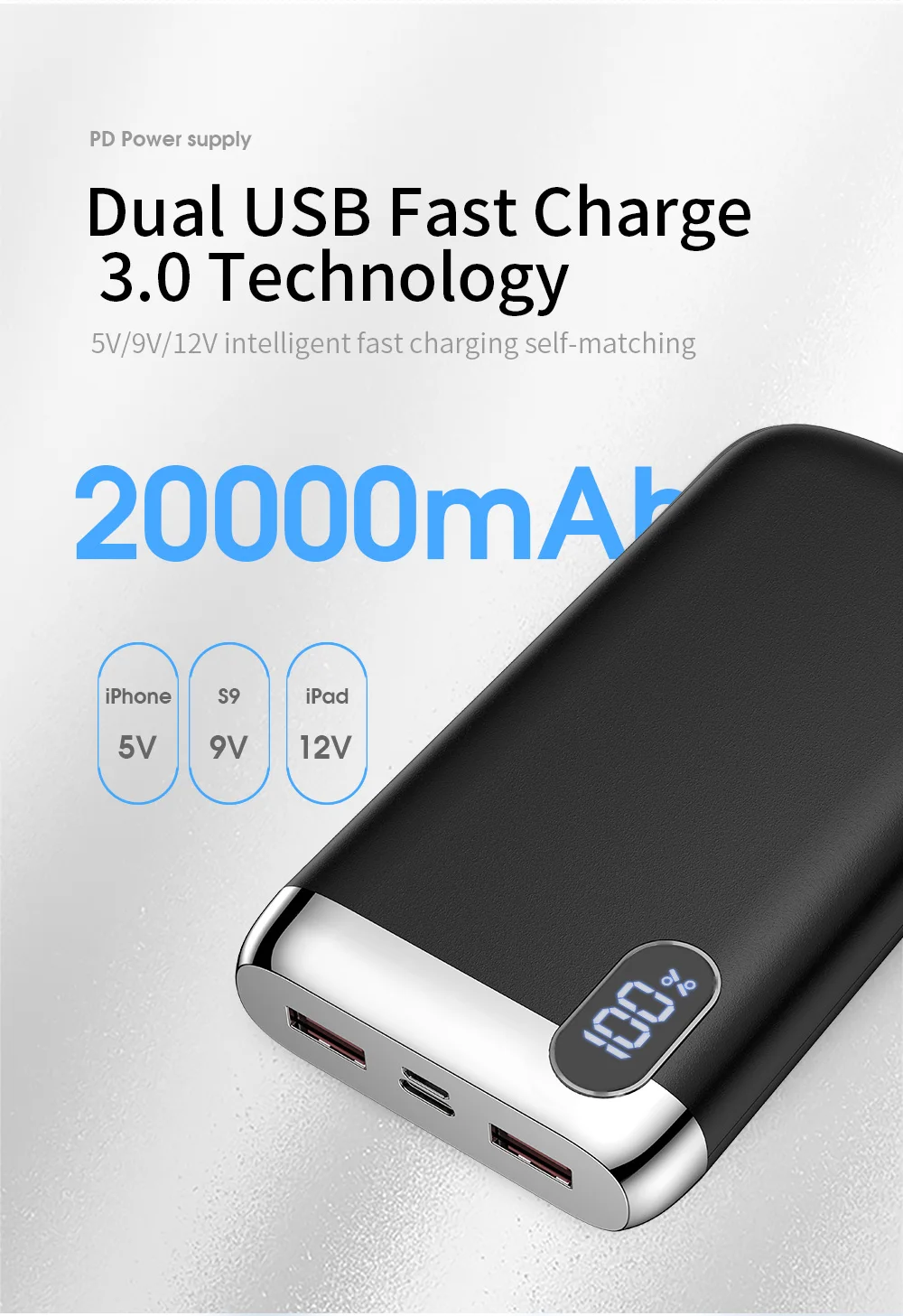 JOYROOM D-M194 Plus 9V 12V QC3.0 PD USB Type C Power Bank 20000 mah - ANKUX.COM