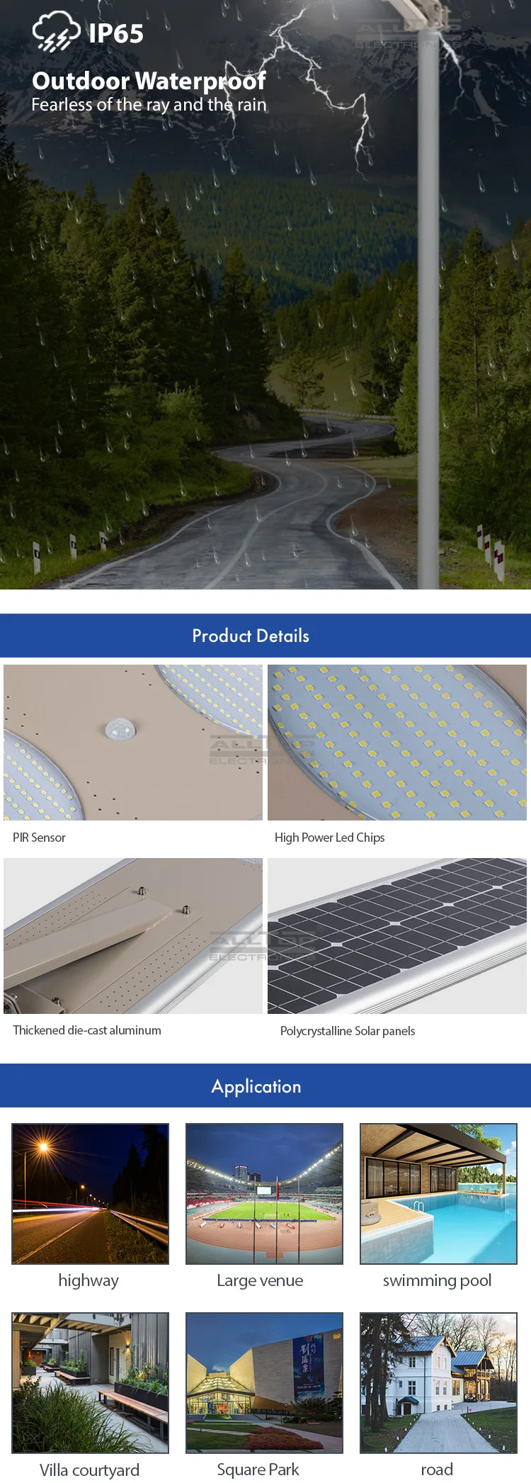 ALLTOP 8 15 25 watt waterproof ip65 outdoor smd integrated all in one solar led road lamp light price