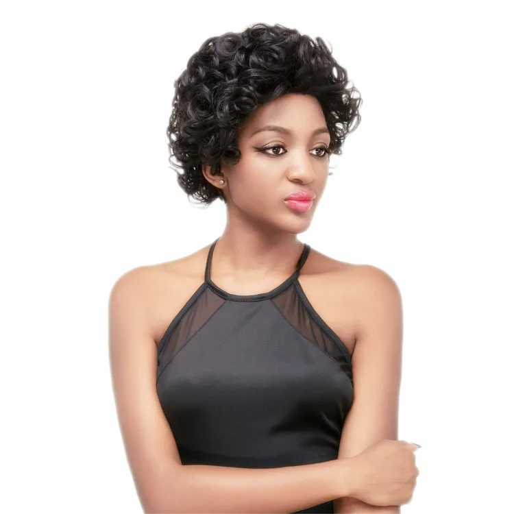 African Human Hair Wig 100% Human Curly Hair Short Human Hair Wig For Black Women